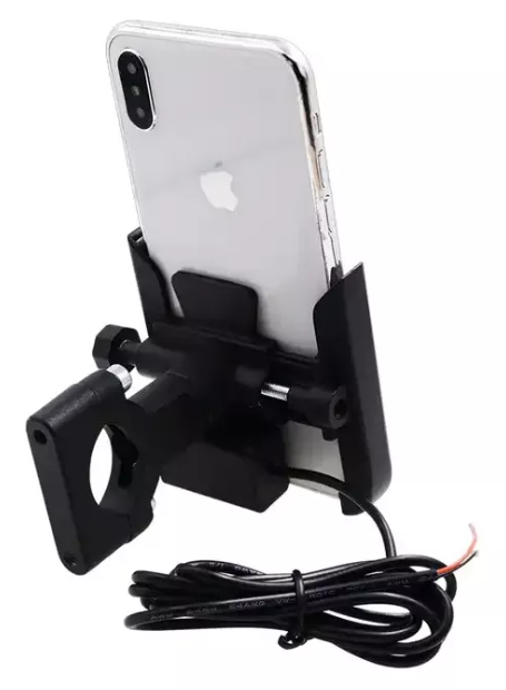 Soporte Para Celular Moto + Cargador Usb En Aluminio